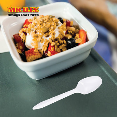 (MR.DIY) White Plastic Spoon Pack (50pcs) (6.5 inch)