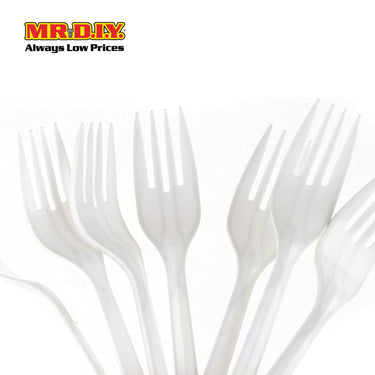 (MR.DIY) Disposable White Plastic Fork Garpu Putih Plastik (50pcs) (6inch)