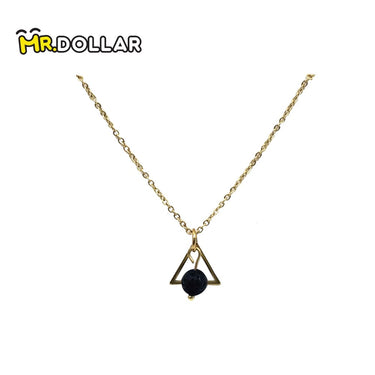 HIAS JEWELLERY Gold Necklace with Black Lava Natural Diffuser Stone - Hexagon