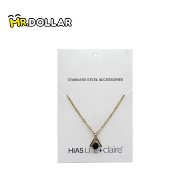 HIAS JEWELLERY Gold Necklace with Black Lava Natural Diffuser Stone - Square