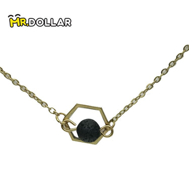 HIAS JEWELLERY Gold Bracelet with Black Lava Natural Diffuser Stone