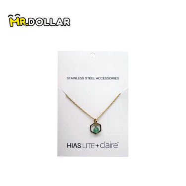 HIAS JEWELLERY Gold Necklace with Coloured Stones (Green/White/Red)