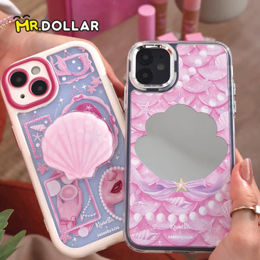 CASEBYAZZA x KAMELIA Thick Double-Layered Phone Case + Pink Shell Pop Socket