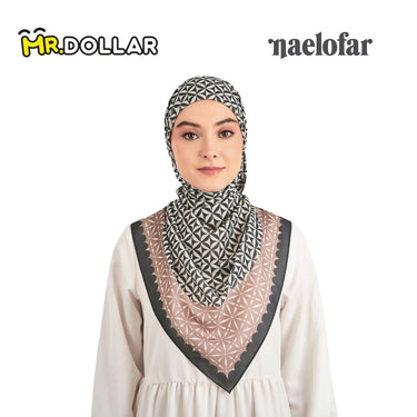 NAELOFAR Clover Cotton Chiffon Square In Hijab Bawal (45inch)