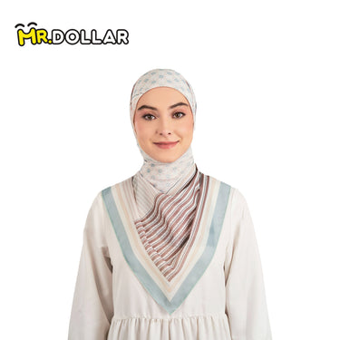 NAELOFAR Geo Cotton Chiffon Square In Hijab Bawal (45inch)