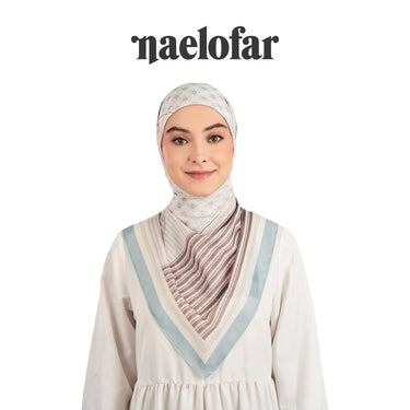 NAELOFAR Geo Cotton Chiffon Square In Hijab Bawal (45inch)