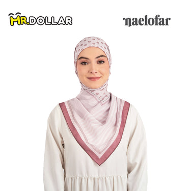 NAELOFAR Geo Cotton Chiffon Square In Hijab Bawal (45inch)