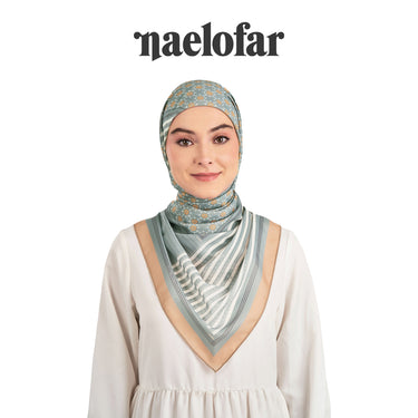 NAELOFAR Geo Cotton Chiffon Square In Hijab Bawal (45inch)