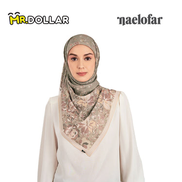 NAELOFAR Floral Cotton Chiffon Square In Hijab Bawal (45inch)