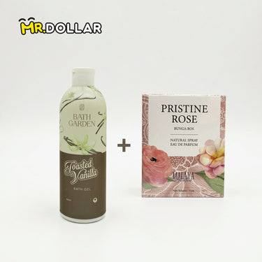 [BUNDLE] BATH GARDEN Bath Gel Body Wash (300ml) Toasted Vanilla + MALAYA PERFUMERY Malaya Garden Perfume Series (35ml) - Bunga Ros