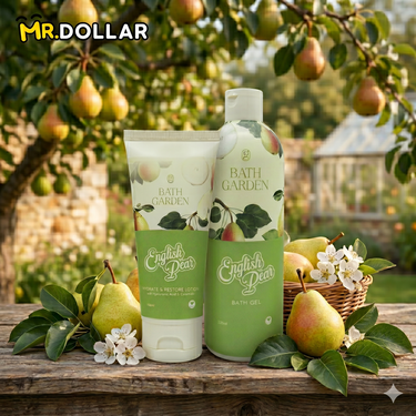 [BUNDLE] BATH GARDEN Bath Gel Body Wash (300ml) + Body Lotion (100ml) English Pear
