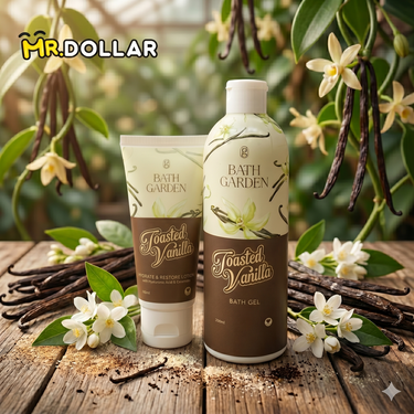 [BUNDLE] BATH GARDEN Bath Gel Body Wash (300ml) + Body Lotion (100ml) Toasted Vanilla