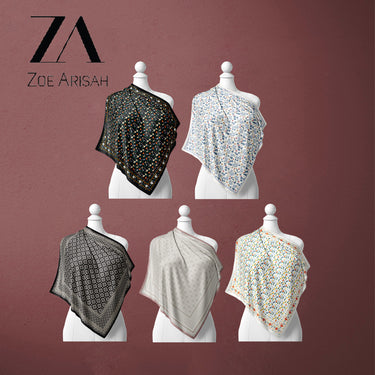 ZA ZOE ARISAH Printed Square Hijab ( Bidang 45 inch)