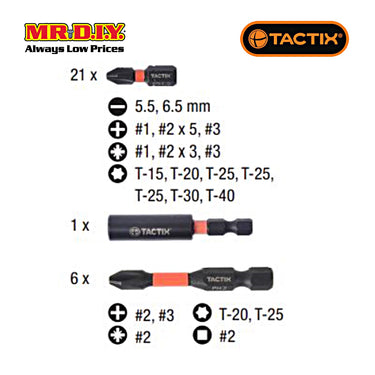TACTIX Impact Bit Set (28 pieces)