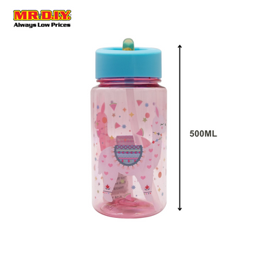 (MR.DIY) Kids Cute Cartoon Lightweight Plastic Water Bottle School With Straw (500ml)