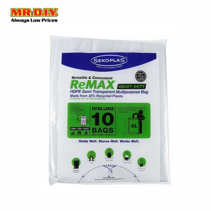 Sekoplas Remax Heavy Duty HDPE Garbage Bags XL 10pcs/pack