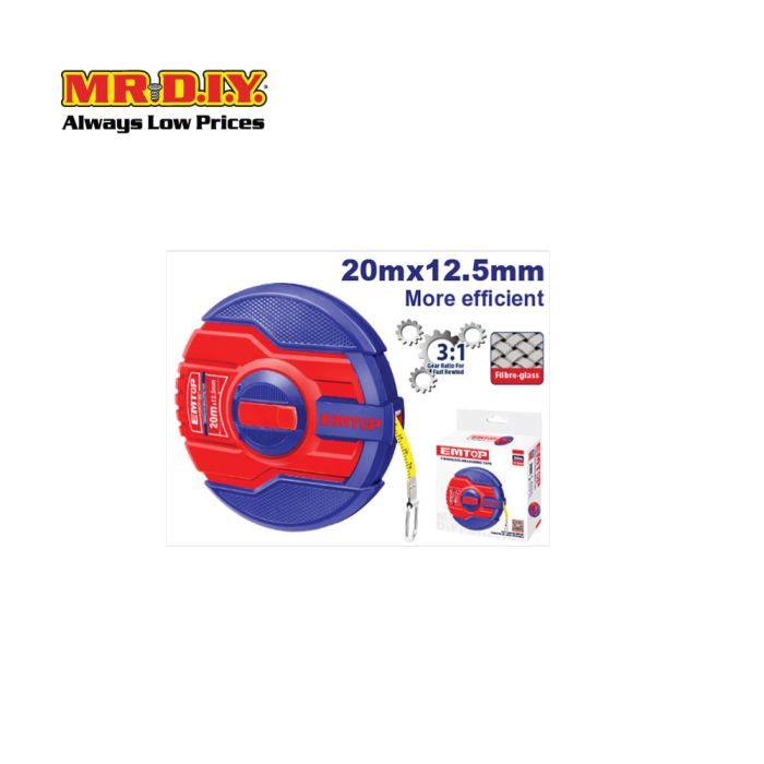 [PRE-ORDER] EMTOP Fibreglass measuring tape 20m - EMTP82001 | MR.DIY