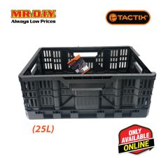 TACTIX Collapsible Knock Down Basket Crate Plastic Storage Organizer 320230 (25L) (49 x 19 x 36cm)