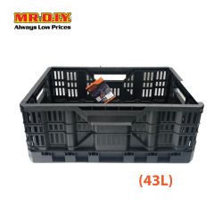 TACTIX Collapsible Knock Down Basket Crate Plastic Storage Organizer 320235 (43L) (60 x 40 x 22cm)
