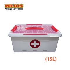 TACTIX Large Clear Household Medicine Container Storage Box 320268 (15L) (40.4 x 30.4 x 18.7cm)