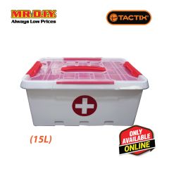 TACTIX Large Clear Household Medicine Container Storage Box 320268 (15L) (40.4 x 30.4 x 18.7cm)