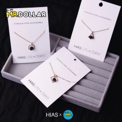 HIAS JEWELLERY Gold Necklace with Black Lava Natural Diffuser Stone