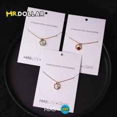 HIAS JEWELLERY Gold Necklace with Coloured Stones (Green/White/Red)