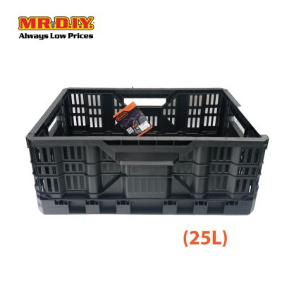 TACTIX Collapsible Knock Down Basket Crate Plastic Storage Organizer 320230 (25L) (49 x 19 x 36cm)