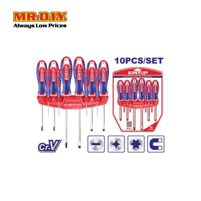 EMTOP 10-Piece Screwdriver and Precision Screwdriver Set - ESST1002 (10pcs)