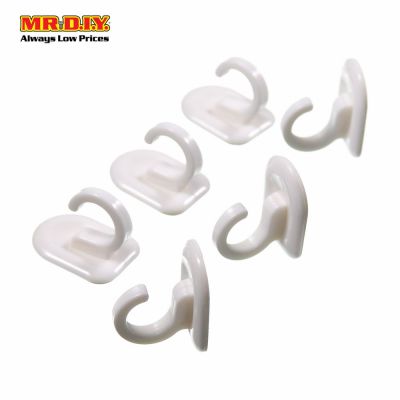 MR HOOK Wall-Mounted Plastic Adhesive Hooks (6pcs)