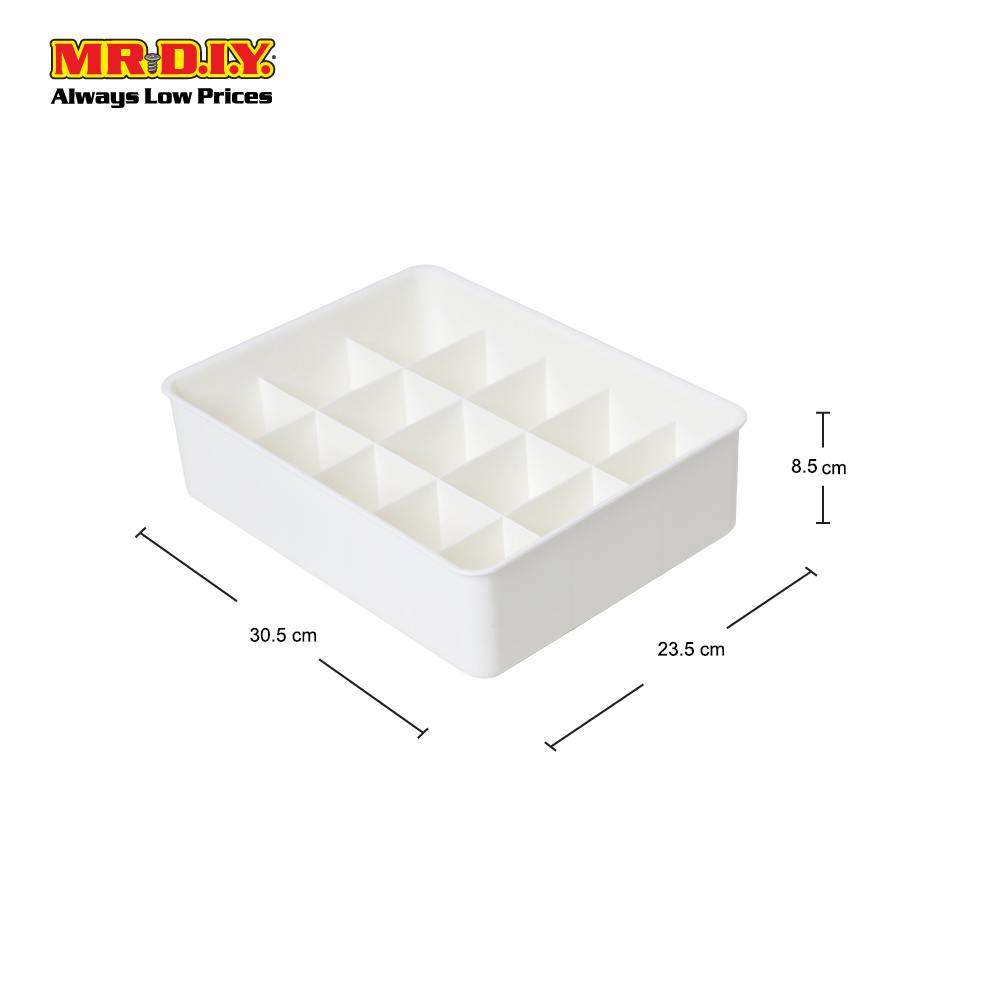 MR.DIY Plastic 3-Divided Multi-Grid Compartments Storage Box with Lid ...